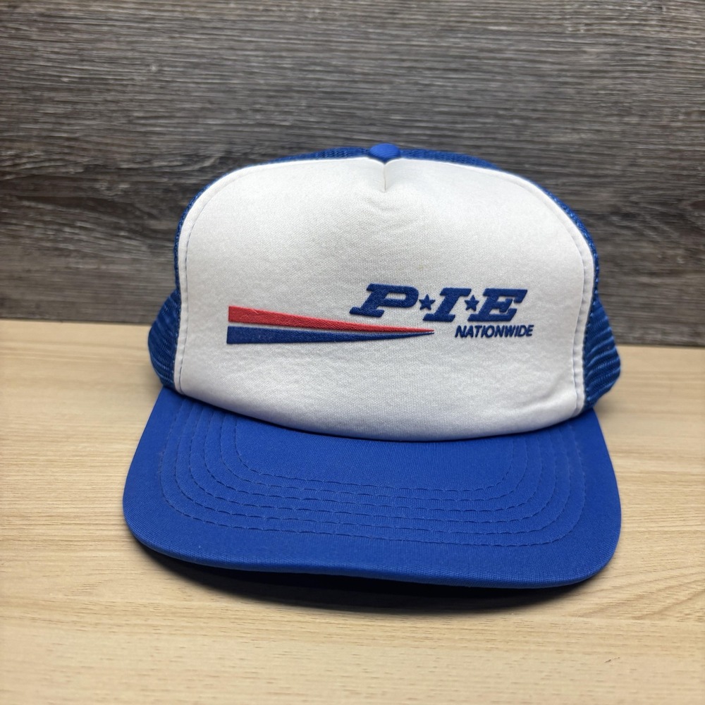 Vintage PIE Nationwide Hat Cap Snap Back Mens One Size Blue Trucker Trucking 80s